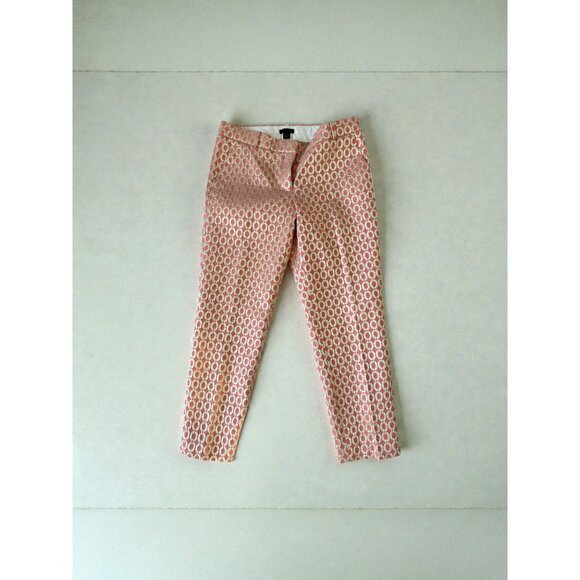 J CREW Collection Gold Coral Holiday Straight Ankle Pants Size 4 - Picture 1 of 15